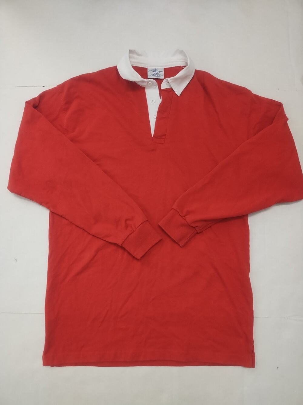 VTG Front Row Rugby Polo Shirt Mens XL Red White Preppy 90s Sports